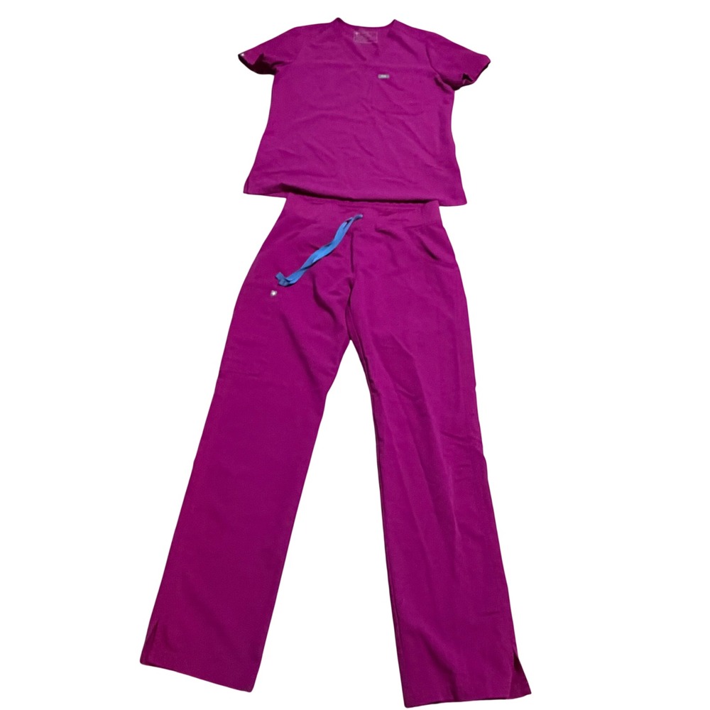 FIGS Raspberry Sorbet Scrub Set Catarina Top sz S Zamora Joggers sz S Nurse